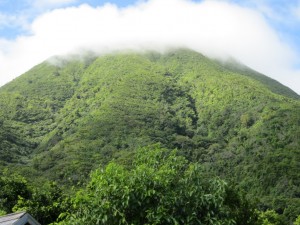 mist over Mount Nevis