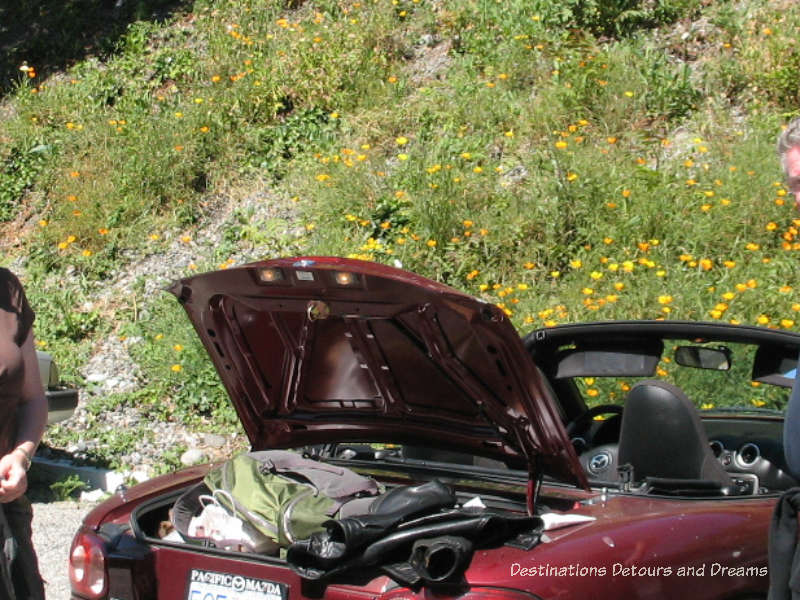 Overload trunk of a Mazda Miata