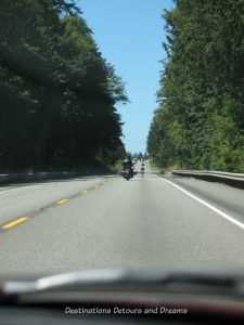 Motorcyle on the highway in the Olympic Peninsula, Washington state