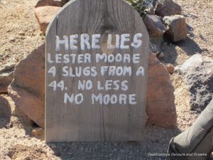 Comic grave market of Les Moore at Superstition Mountain Museum