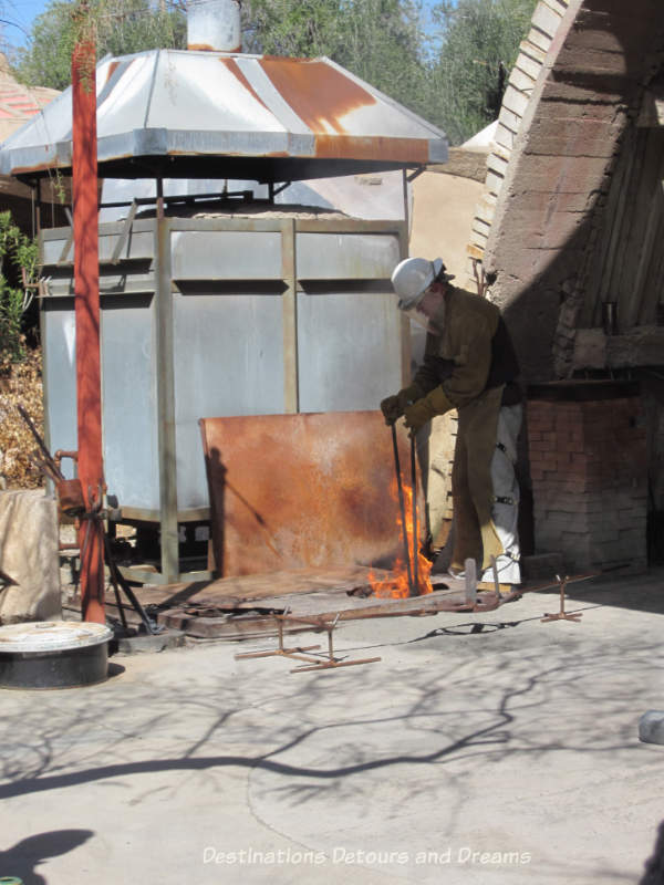 Melting bronze at Cosanti, Paradise Valley, Arizona