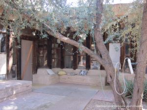 Seating area outside student residence at Cosanti, Paradise Valley, Arizona