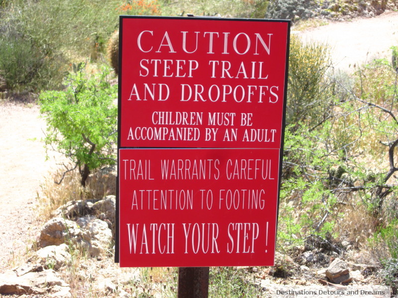 Sign in the Upper Sonoran Exhibit at the Boyce Thompson Arboretum This prairie girl is used to flatter terrain