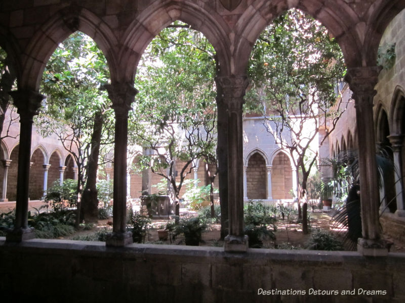 Cloister at 12th century Church of Santa Anna. Guide to exploring Barcelona on foot: Las Ramblas, the Gothic Quarter, the Eixemple district, and the beach