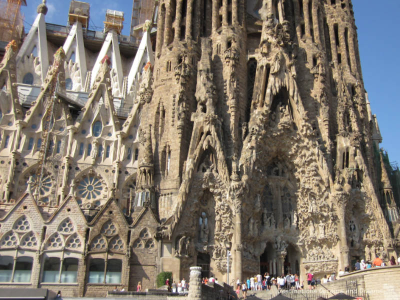 Exterior of UNESCO historic site La Sagrada Familia in Barcelona, Spain