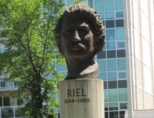 Louis Riel statue in front of St. Boniface Museum in Winnipeg, Manitoba, Canada