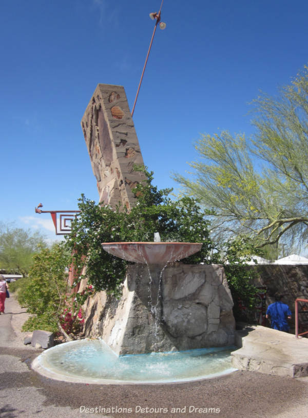 Fountain at entrance to Taliesin West