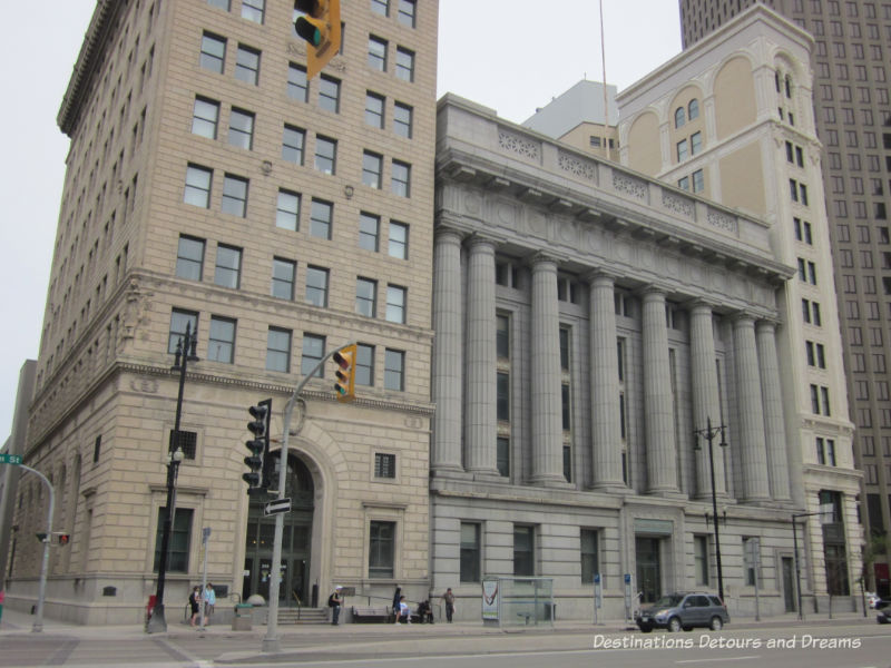 Banker's Row on Main Street in Winnipeg's historic Exchange District -a walking tour of the east Exchange area