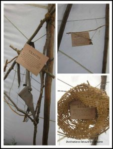 Artifacts inside tipis at FortWhyte Alive: a 640-acre nature preserve in Winnipeg, Manitoba that promotes awareness and understanding of the natural world through education, recreation and nature trails