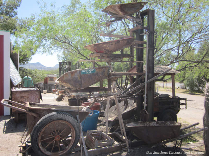 Hard Labor Fall sculpture made of old wheelbarrows - at the World's Smallest Museum