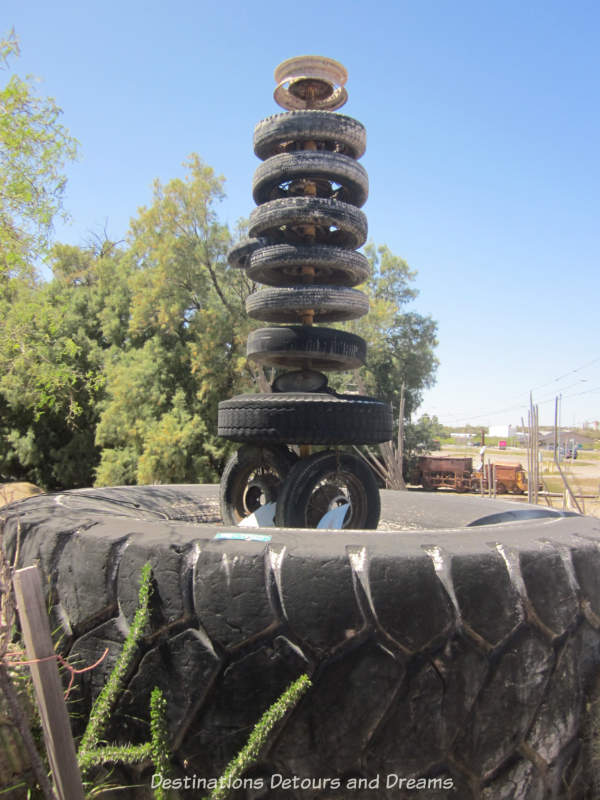 Tire sculpture at the World's Smallest Museum