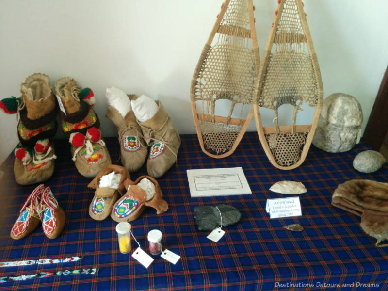 Display of moccasins and snowshoes