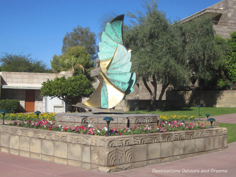 Sculpture bu Heloise Crista on the Arizona Biltmore Jewel of the Desert tour: luxurious history and Frank Lloyd Wright connections in Phoenix