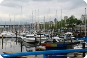 on walkway to Granville Island