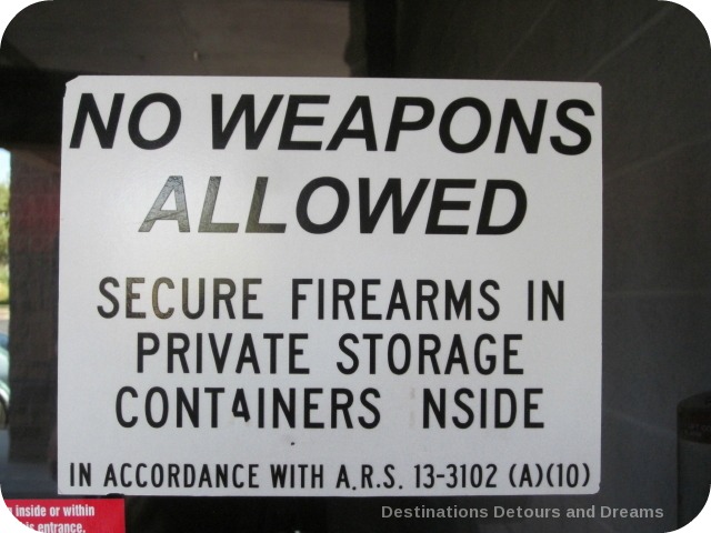 No Weapons Allowed sign