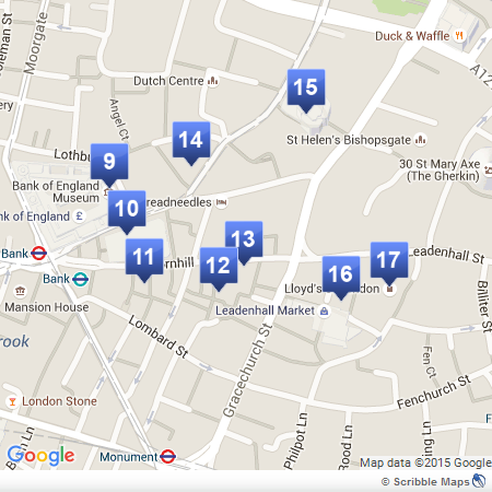 Bankers and Brokers London Tour map