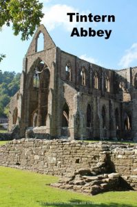 Tintern Abbey: Cistercian monastery ruins and scenic countryside in the Wye Valley in south Wales