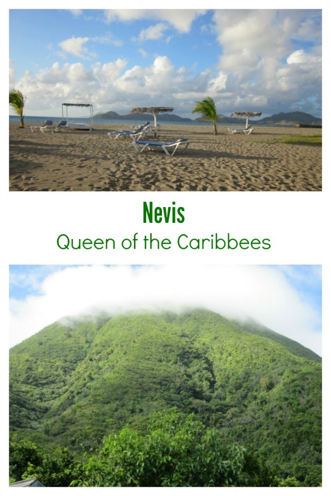 Lush foliage and ocean view of Nevis, Queen of the Caribbees