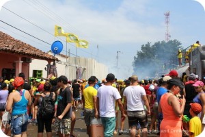 Crowd gathering for Pedasi Carnaval