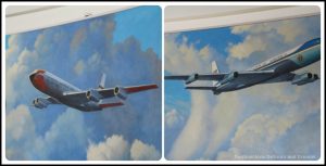 Wall drawings of Air Force planes at Ronald Reagan Presidential Library