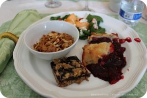 Sampling of food at Olallieberry Inn, Cambria California