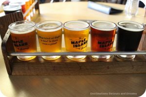 Beer flight at Maple Island Brewing