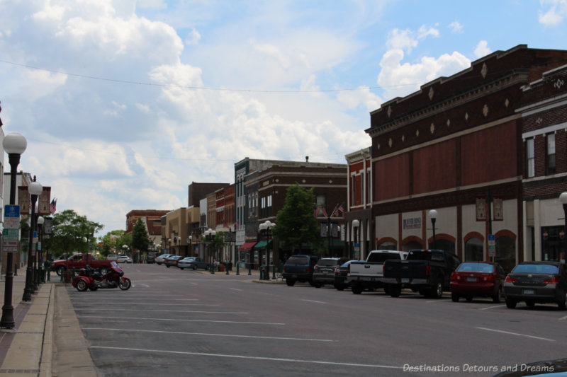 Small town main street with angled parking