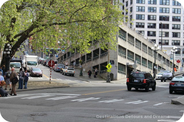 "Sinking Ship" parking garage in Pioneer Square, Seattle