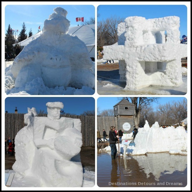 Festival du Voyageur snow sculptures starting to melt