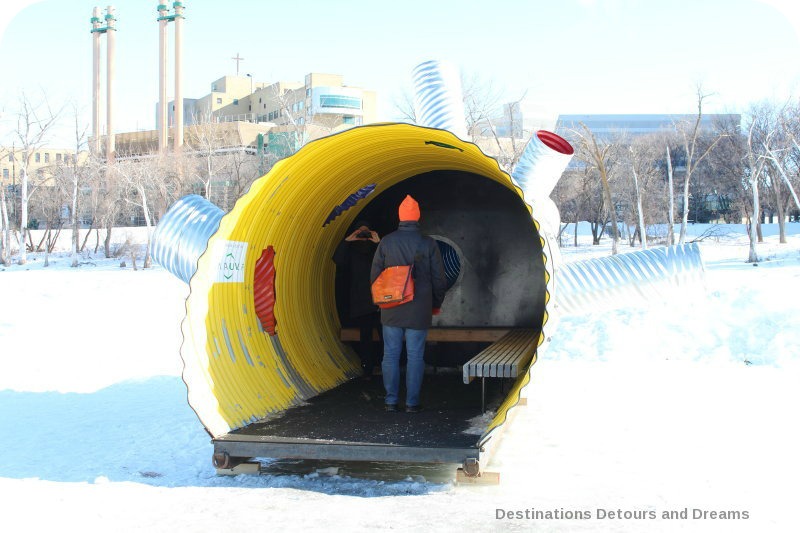 Ice Skating and Architecture: Warming Huts on the River, Winnipeg - "Hole Idea" hut