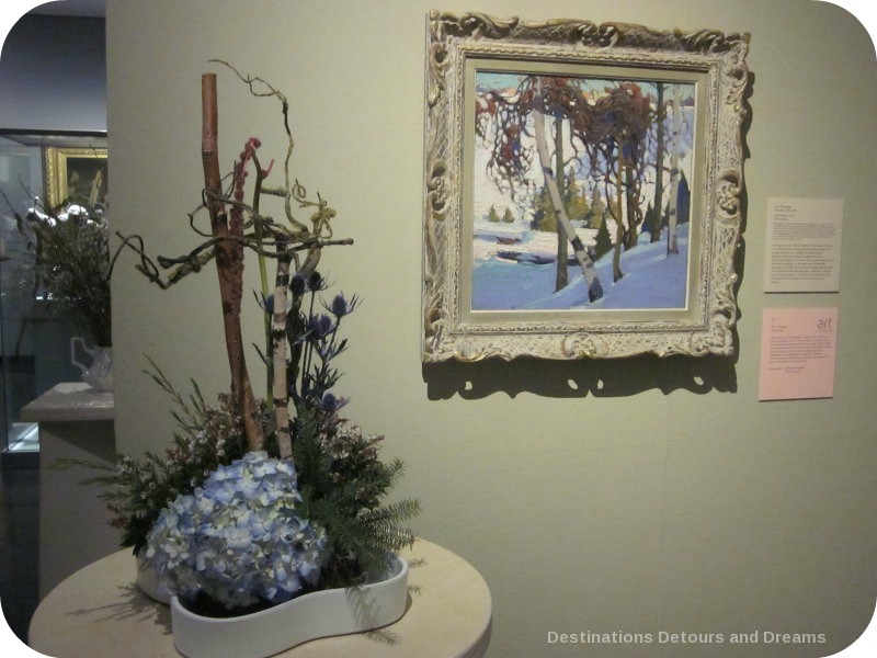 Art in Bloom: a floral display inspired by art at the Winnipeg Art Gallery: design by Christina Kowalec inspired by Tom Thomson's "Early Snow"