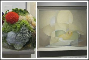 Art in Bloom: a floral display inspired by art at the Winnipeg Art Gallery: design by Ewa Tarsia inspired by Lionel LeMoine FitzGerald's "Abstract: Green and Gold"