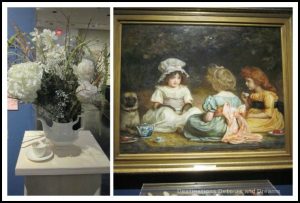 Art in Bloom: a floral display inspired by art at the Winnipeg Art Gallery: design by House of Peace Nieghbours inspired by Sir John Everett Millais' "Afternoon Tea"
