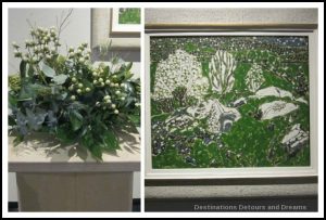 Art in Bloom: a floral display inspired by art at the Winnipeg Art Gallery: design by Mo Chen inspired by David Borwn Milne's "White Trees in a Green Valley"