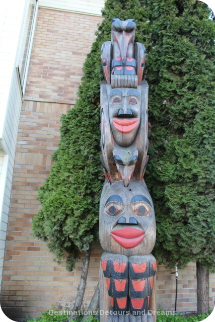 Raven Stealing the Sun by Si-yaaxultun (Donald [Don] Smith) totem pole in Duncan British Columbia, City of Totems