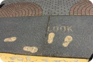 Footprints lead you to murals in MuralTown - Chemainus, British Columbia