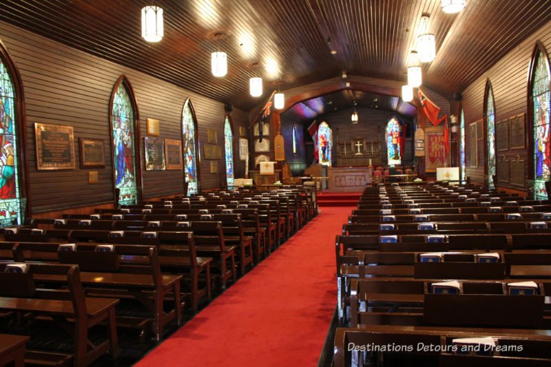 Canada Past and Present at RCMP Heritage Centre in Regina, Saskatchewan: inside the chapel at Depot Division