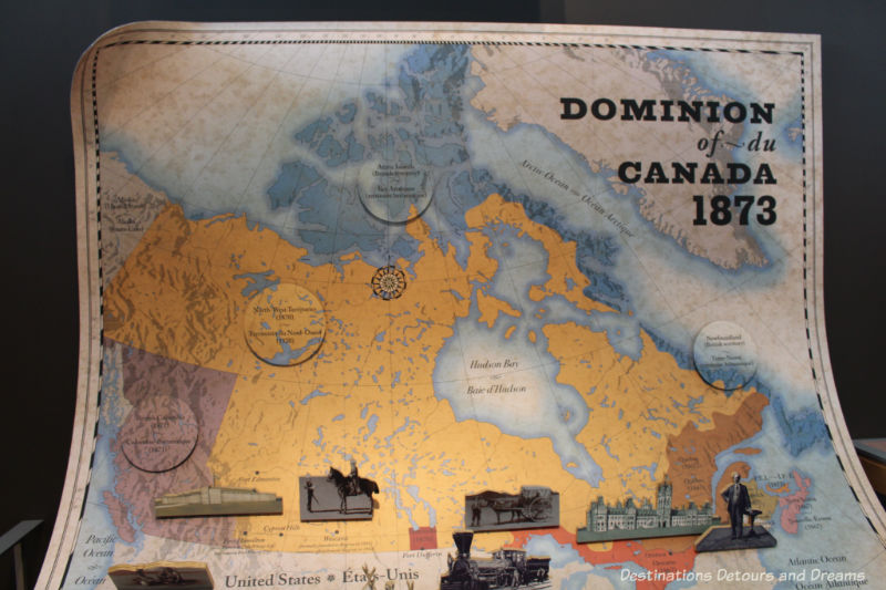 Canada Past and Present at RCMP Heritage Centre in Regina, Saskatchewan: map of Canada in the 1870s