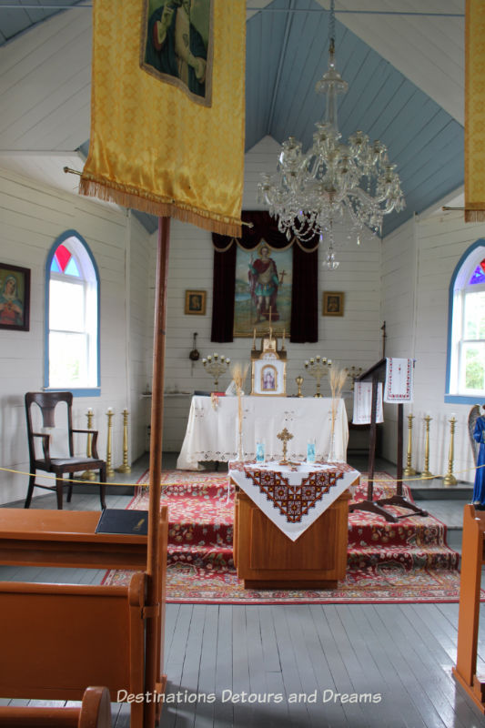 St. Demetrius Catholic Church at Arborg and District Multicultural Heritage Village,where restored buildings preserve Manitoba's past. 