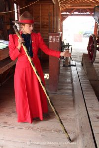 Grain elevator agent in Heritage Park Historical Village in Calgary, Alberta