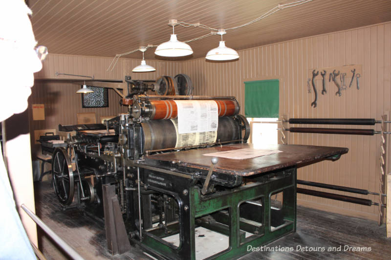 Stratmore & Bow Valley newspaper office in Heritage Park Historical Village in Calgary, Alberta