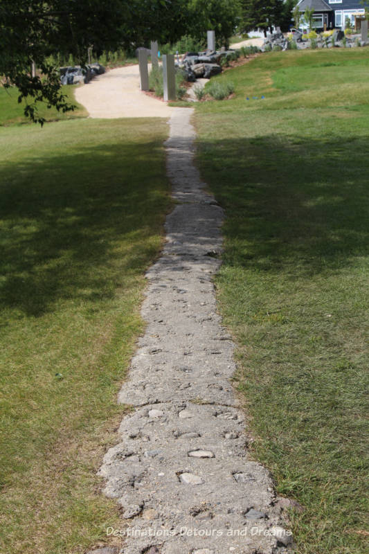 Remnants of an old dike/seawall lead to Viking Park in Gimli, Manitoba