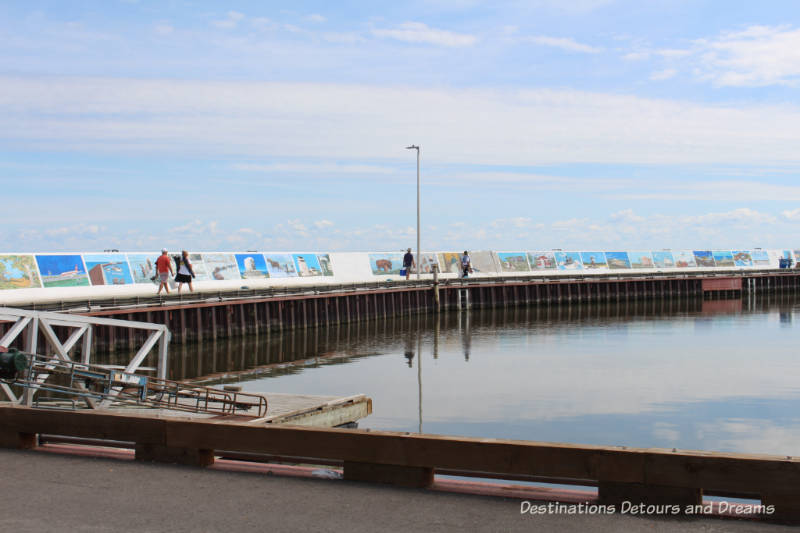 Murals on the seawall at Gimli, Manitoba