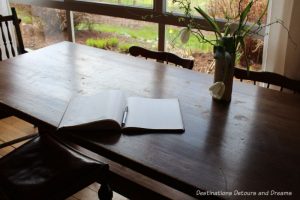 Art-filled guestbook. A Sweet Visit to Westholme Tea on Vancouver Island. Tea, pottery, sweets on a Canadian tea farm.