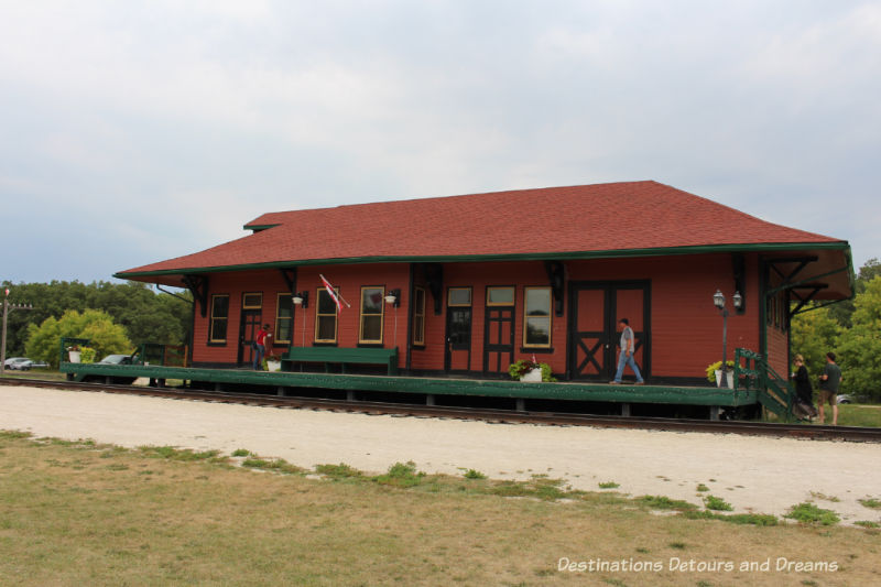 heritage building at Grosse Isle,a stop on The Great Train Robbery: a fun excursion on Manitoba's Prairie Dog Central Railway, a heritage train