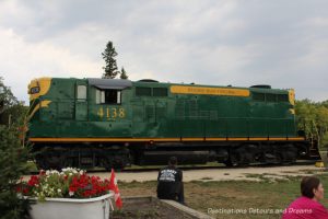 Engine on The Great Train Robbery: a fun excursion on Manitoba's Prairie Dog Central Railway, a heritage train