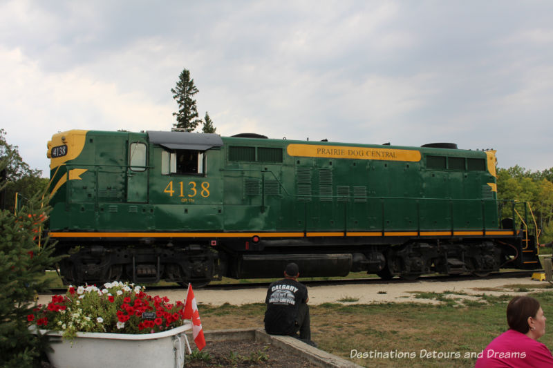 Engine on The Great Train Robbery: a fun excursion on Manitoba's Prairie Dog Central Railway, a heritage train