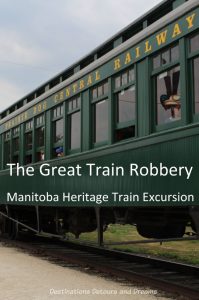 The Great Train Robbery: a fun excursion on Manitoba's Prairie Dog Central Railway, a heritage train, Winnipeg, Manitoba