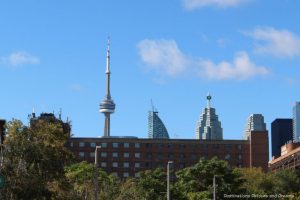 View of Toronto skyline for the Distillery District