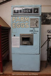 Egg vending machine at the Rural Life Centre in Tilford, Surrey showcasing over 150 years of British rural life